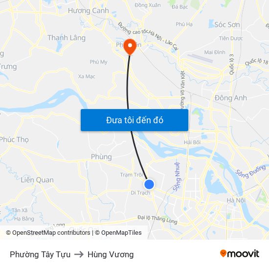 Phường Tây Tựu to Hùng Vương map