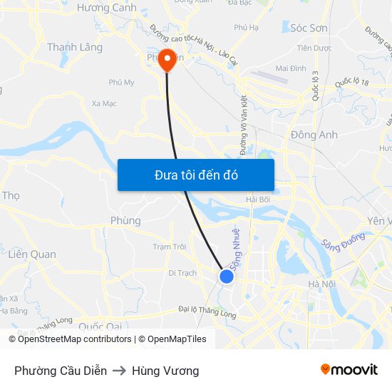 Phường Cầu Diễn to Hùng Vương map