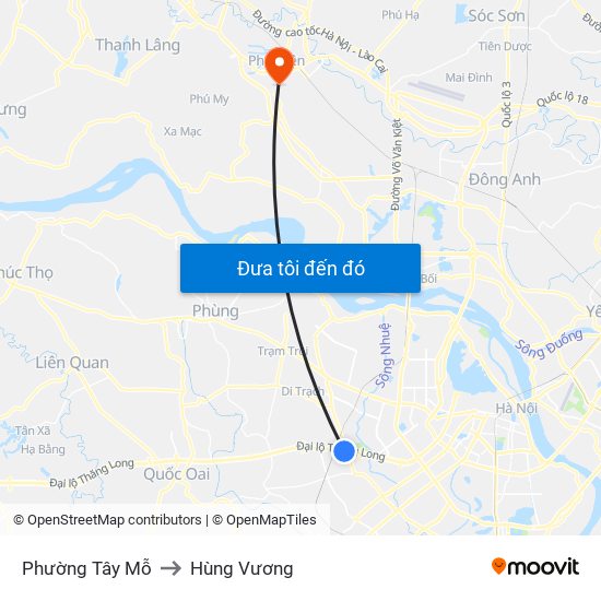 Phường Tây Mỗ to Hùng Vương map