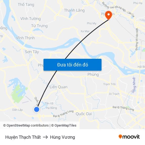 Huyện Thạch Thất to Hùng Vương map