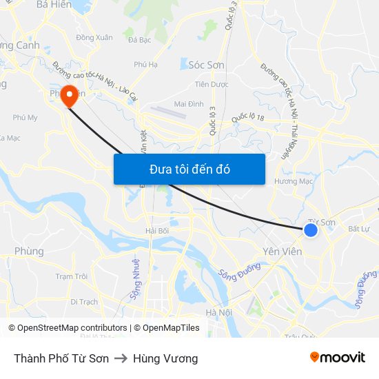 Thành Phố Từ Sơn to Hùng Vương map