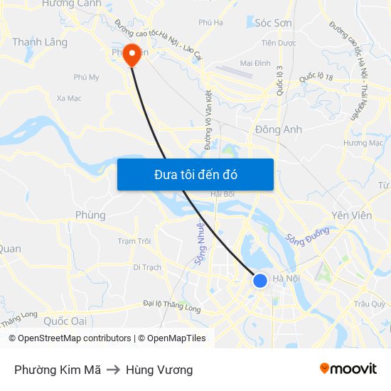 Phường Kim Mã to Hùng Vương map
