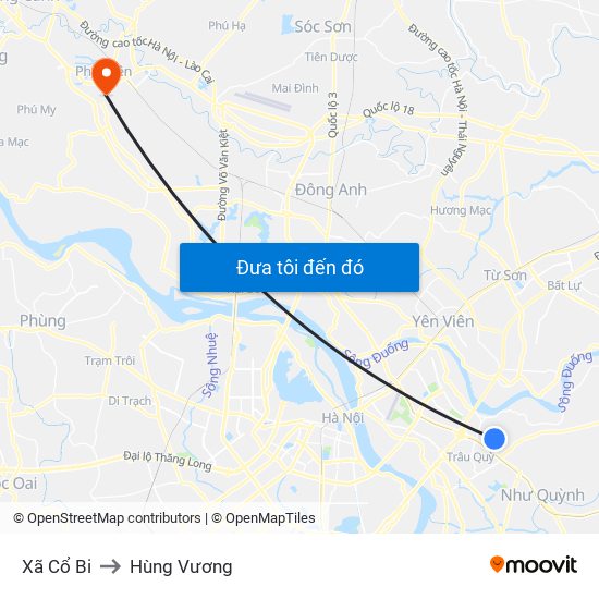 Xã Cổ Bi to Hùng Vương map