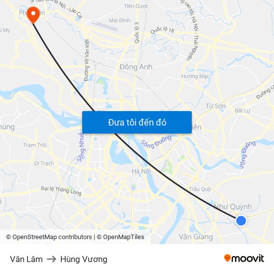 Văn Lâm to Hùng Vương map