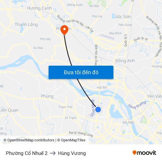 Phường Cổ Nhuế 2 to Hùng Vương map