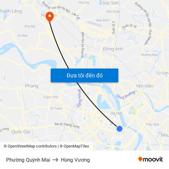 Phường Quỳnh Mai to Hùng Vương map