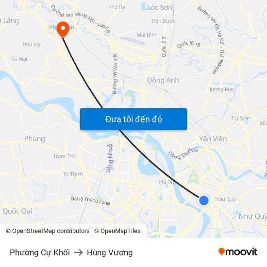 Phường Cự Khối to Hùng Vương map