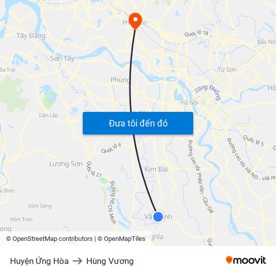 Huyện Ứng Hòa to Hùng Vương map