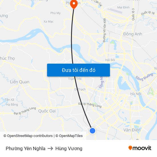 Phường Yên Nghĩa to Hùng Vương map