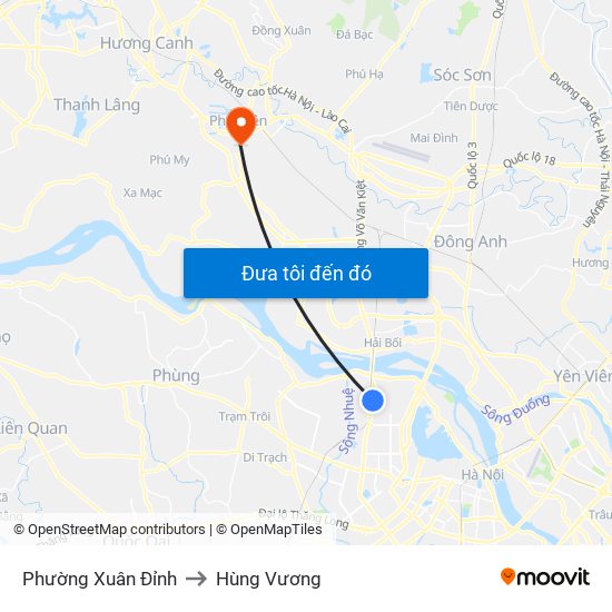 Phường Xuân Đỉnh to Hùng Vương map