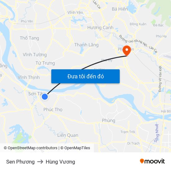 Sen Phương to Hùng Vương map