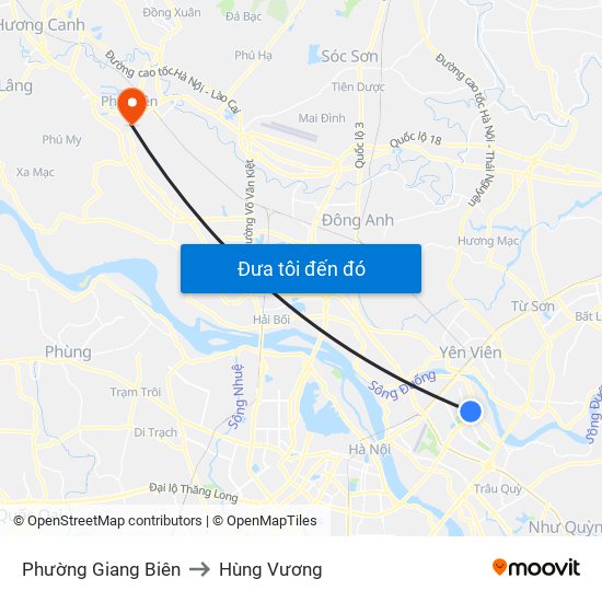 Phường Giang Biên to Hùng Vương map