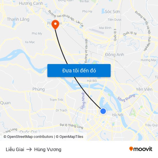 Liễu Giai to Hùng Vương map