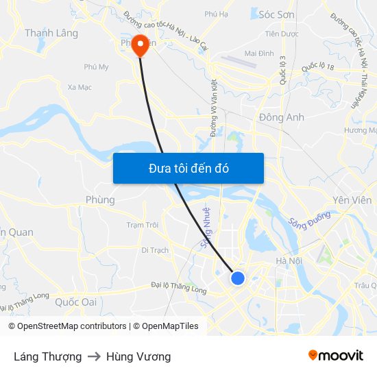 Láng Thượng to Hùng Vương map