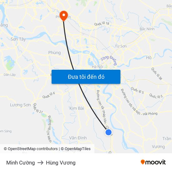 Minh Cường to Hùng Vương map