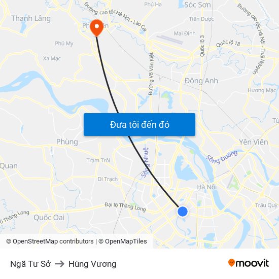 Ngã Tư Sở to Hùng Vương map