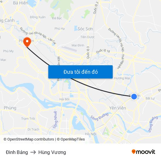 Đình Bảng to Hùng Vương map