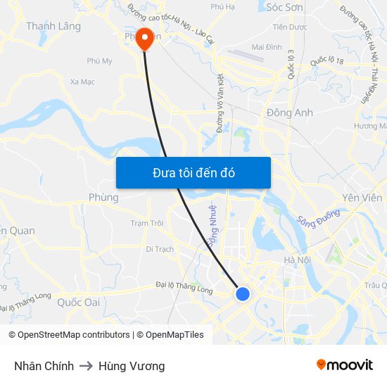 Nhân Chính to Hùng Vương map