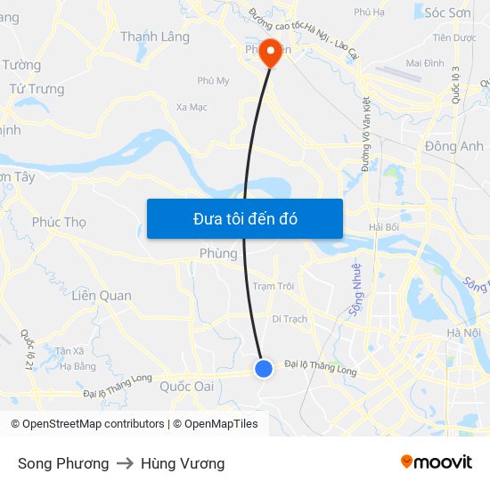 Song Phương to Hùng Vương map