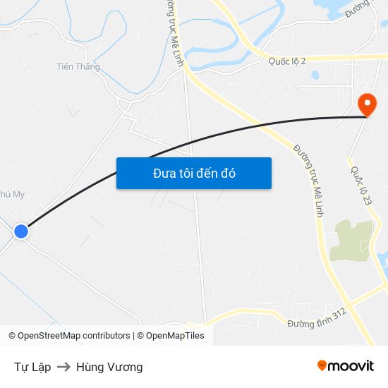 Tự Lập to Hùng Vương map