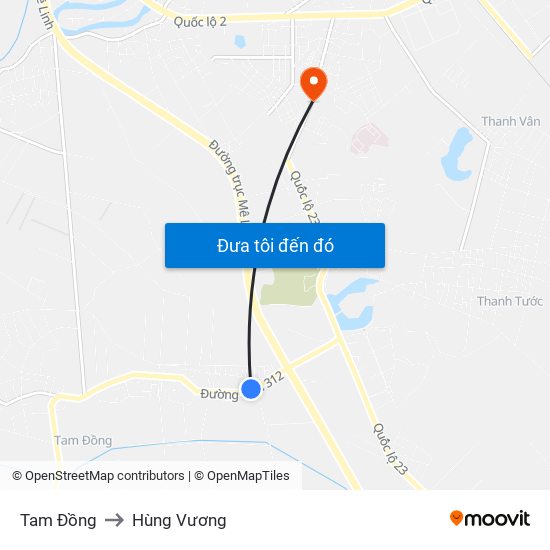 Tam Đồng to Hùng Vương map