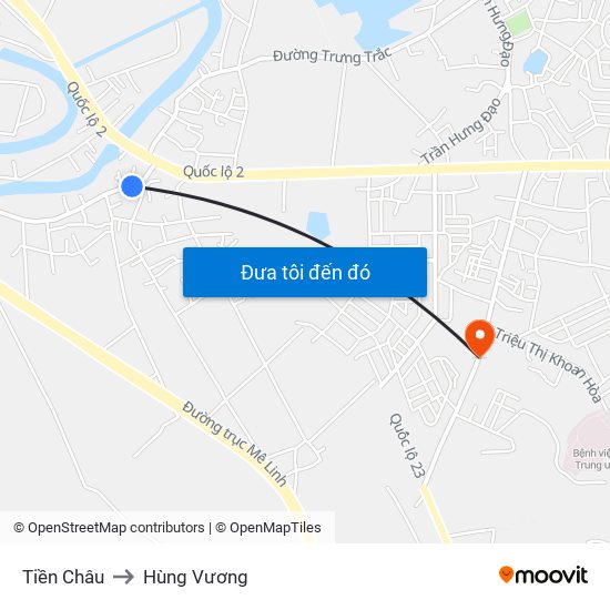 Tiền Châu to Hùng Vương map