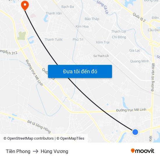 Tiền Phong to Hùng Vương map