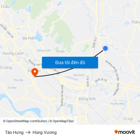 Tân Hưng to Hùng Vương map