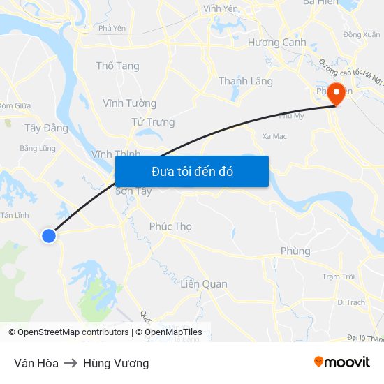 Vân Hòa to Hùng Vương map