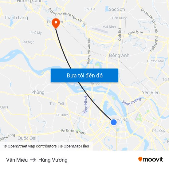 Văn Miếu to Hùng Vương map