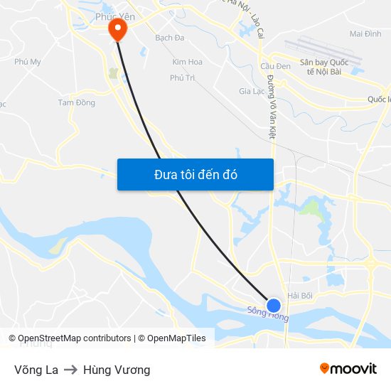 Võng La to Hùng Vương map