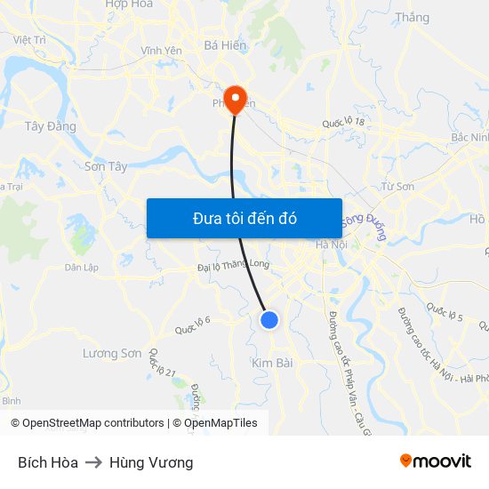 Bích Hòa to Hùng Vương map