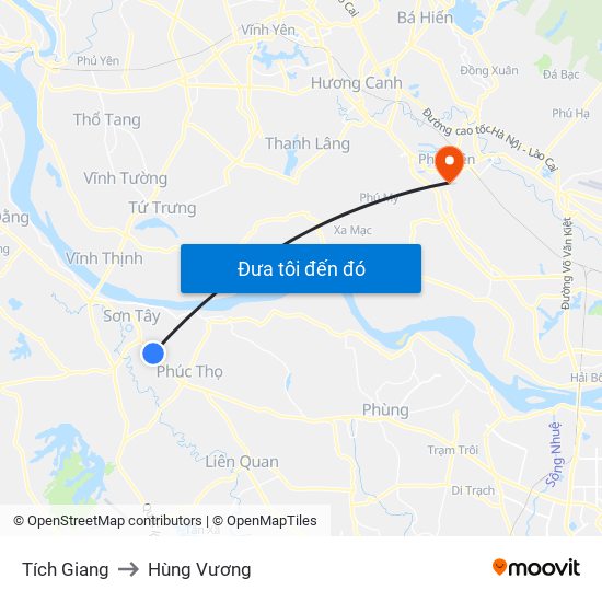 Tích Giang to Hùng Vương map