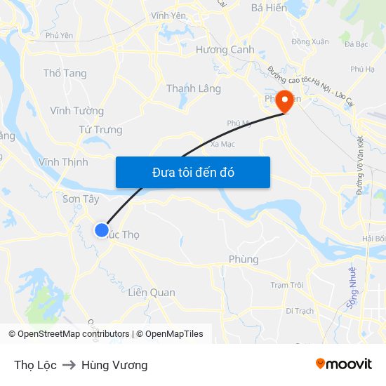 Thọ Lộc to Hùng Vương map