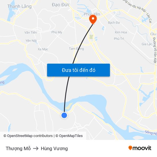 Thượng Mỗ to Hùng Vương map