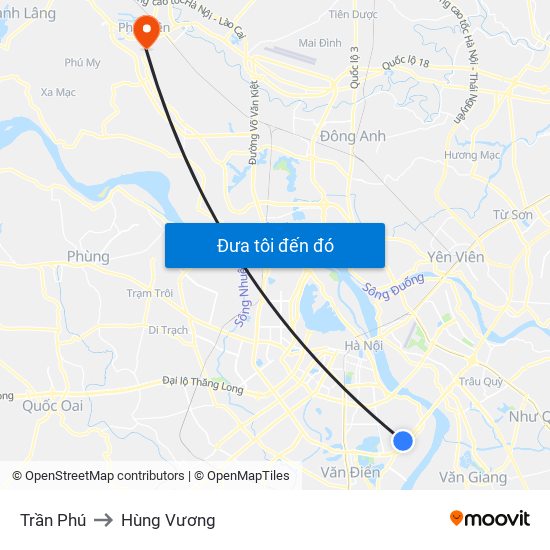 Trần Phú to Hùng Vương map