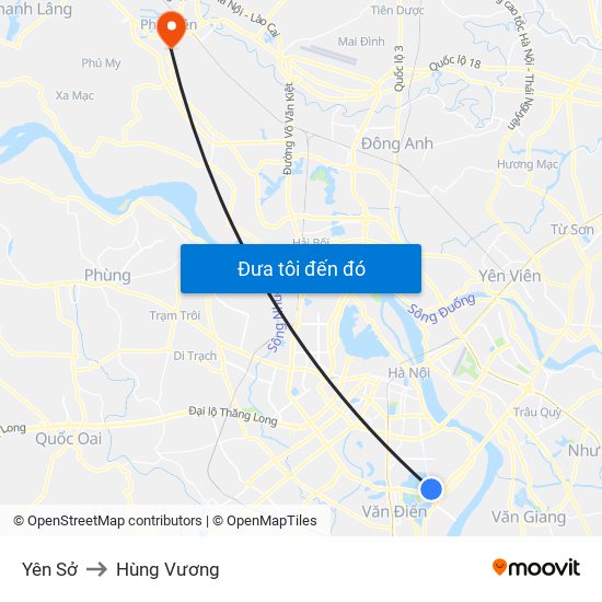 Yên Sở to Hùng Vương map