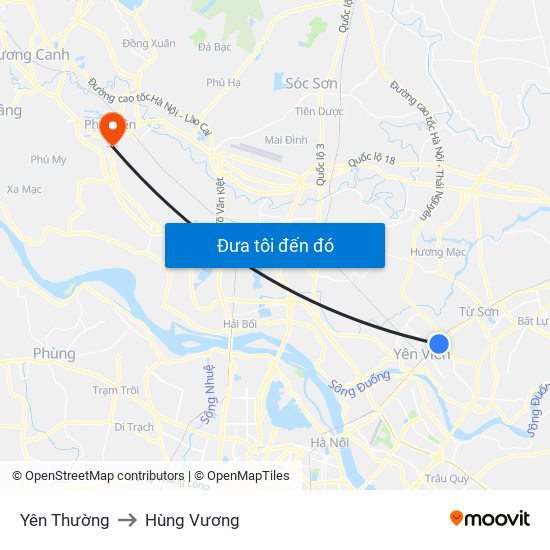 Yên Thường to Hùng Vương map