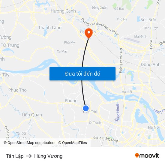 Tân Lập to Hùng Vương map