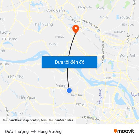 Đức Thượng to Hùng Vương map