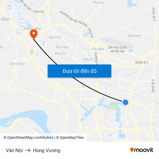 Vân Nội to Hùng Vương map