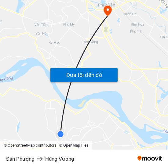 Đan Phượng to Hùng Vương map