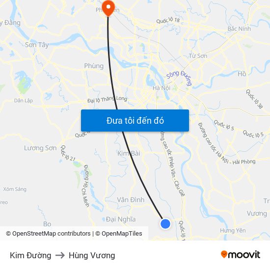 Kim Đường to Hùng Vương map