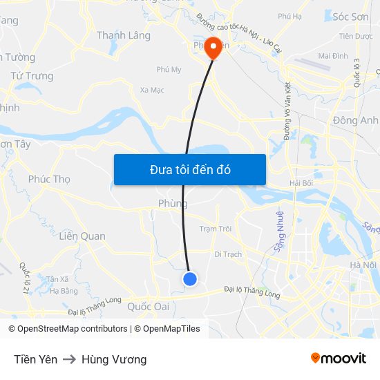 Tiền Yên to Hùng Vương map