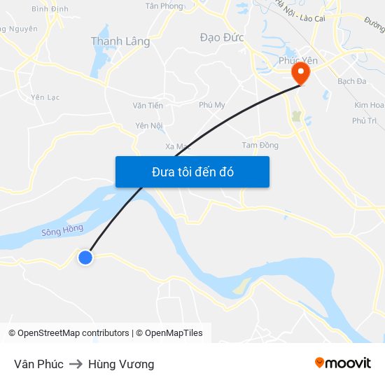 Vân Phúc to Hùng Vương map