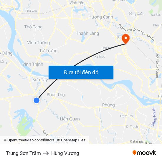 Trung Sơn Trầm to Hùng Vương map