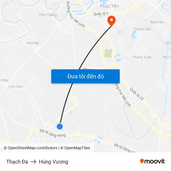 Thạch Đà to Hùng Vương map