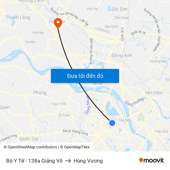 Bộ Y Tế - 138a Giảng Võ to Hùng Vương map