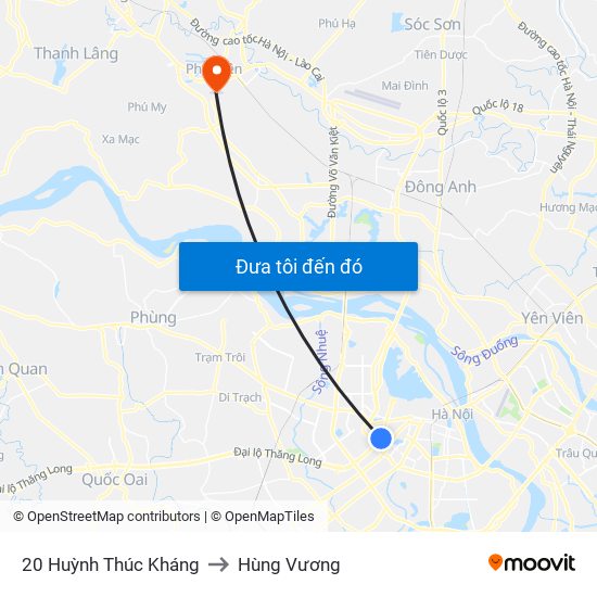 20 Huỳnh Thúc Kháng to Hùng Vương map
