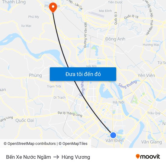 Bến Xe Nước Ngầm to Hùng Vương map